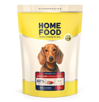 Home Food Adult Mini - сухий беззерновой гіпоалергенний корм з качкою та індичкою для собак малих порід, 1,6кг