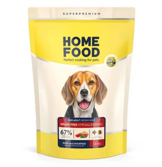 Home Food Adult Medium Maxi - сухий беззерновой гіпоалергенний корм з качкою та нутом для дорослих собак середніх й великих порід, 1,6кг