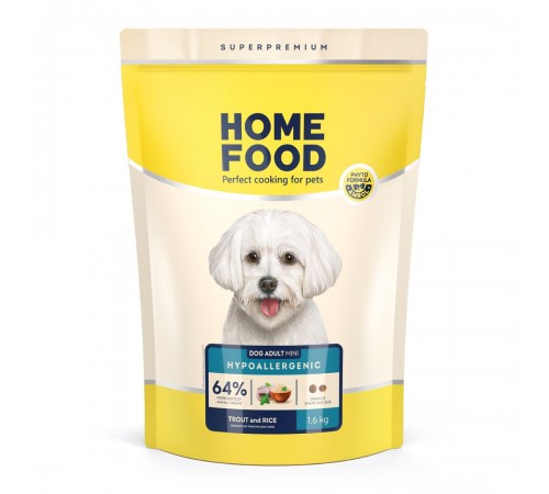 Home Food Hypoallergenic Adult Mini - гіпоалергенний сухий корм з фореллю та рисом для дорослих собак дрібних порід, 1,6кг