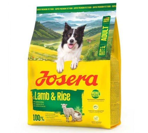 Josera All Sizes Adult Lamb&Rice - Сухий корм з ягням та рисом для собак з помірною і низькою активністю, 900г