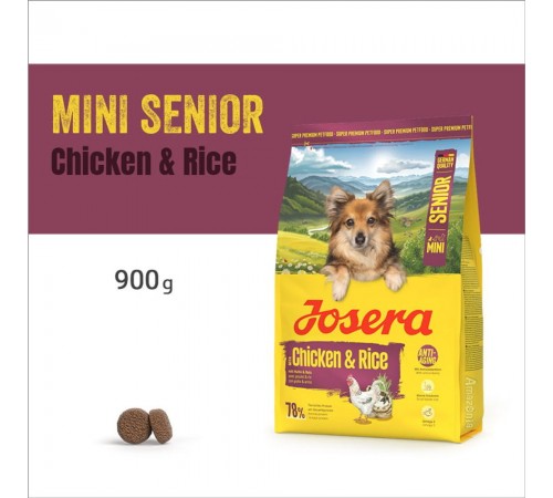 Josera Dog MiniSenior Chicken & Rice - сухий корм з куркою і рисом для дорослих собак старше 8 років, 900г