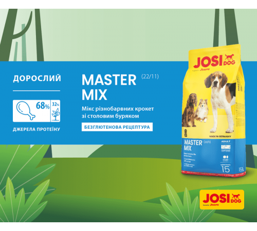 JosiDog by Josera Adult Master Mix - сухий корм для дорослих собак всіх порід, 15кг