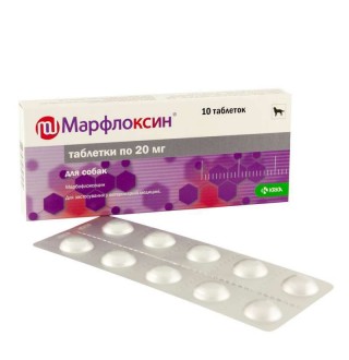 Marfloxin by KRKA - Марфлоксин антибактеріальні таблетки для собак і котів, 20мг 10шт