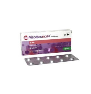 Marfloxin by KRKA - Марфлоксин антибактеріальні таблетки для собак і котів, 5мг 10шт