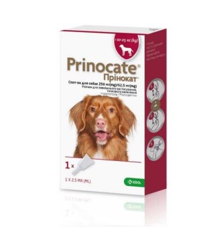 Prinocate Dog by KRKA - Прінокат протипаразитарні краплі на холку від бліх, кліщів і гельмінтів для собак, 10-25кг