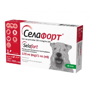 Selafort by KRKA - Селафорт краплі від бліх, кліщів і гельмінтів для собак, 10,1-20кг