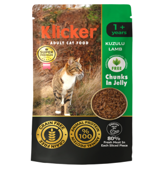 Klicker Cat Chunks in Jelly Lamb - консервований корм шматочки ягня в желе для котів, 85г