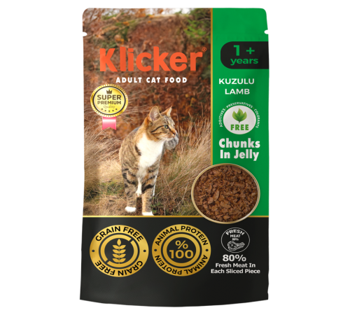 Klicker Cat Chunks in Jelly Lamb - консервований корм шматочки ягня в желе для котів, 85г