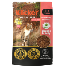 Klicker Cat Chunks in Jelly Salmon - консервований корм шматочки лосося в желе для котів, 85г