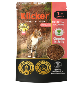 Klicker Cat Chunks in Jelly Salmon - консервований корм шматочки лосося в желе для котів, 85г