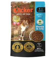 Klicker Cat Chunks in Jelly Fish - консервований корм шматочки риби в желе для котів, 85г