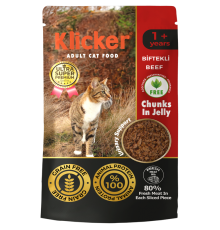 Klicker Cat Chunks in Jelly Beef - консервований корм шматочки яловичини в желе для котів, 85г