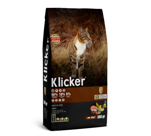 Klicker Cat Adult with Salmon -  сухий беззерновий корм з лососем для дорослих котів, 1кг