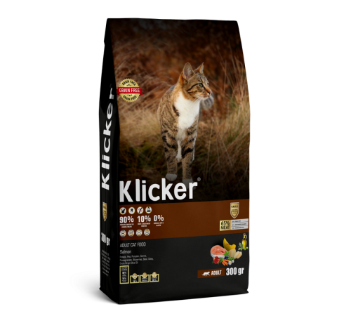 Klicker Cat Adult with Salmon -  сухий беззерновий корм з лососем для дорослих котів, 300г