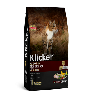 Klicker Cat Adult Sterilized with Chicken - сухий беззерновий холістик корм для стерилізованих котів з куркою, 300г