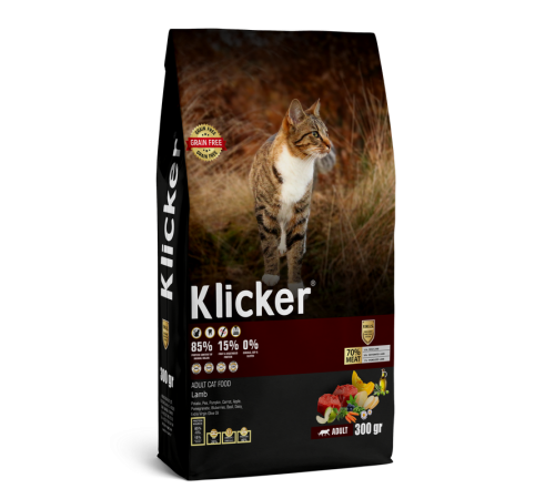 Klicker Cat Adult with Lamb - сухий беззерновий корм з ягням для дорослих котів, 300г