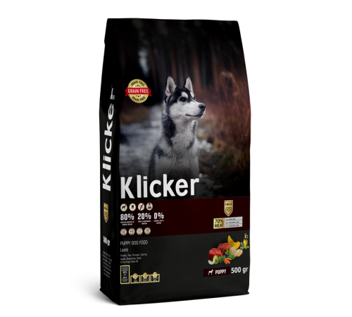 Klicker Dog Puppy with Lamb - сухий беззерновий холістик корм для цуценят всіх порід з ягням, 500г