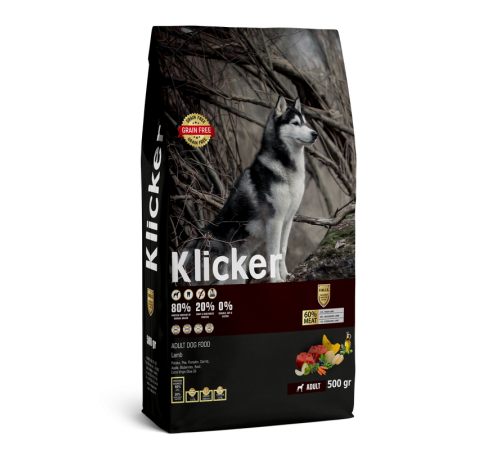 Klicker Dog Adult with Lamb - сухий беззерновий холістик корм для дорослих собак з ягням, 500г
