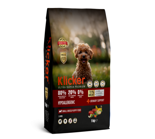 Klicker Dog Puppy Small Hypoallergenic with Lamb - сухий беззерновий гіпоалергенний холістик корм для цуценят малих порід з ягням, 1кг