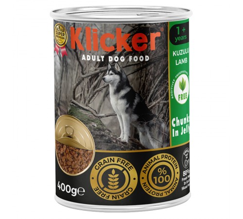 Klicker Dog Adult with Lamb - вологий корм для дорослих собак шматочки ягня в желе, 400г