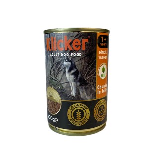 Klicker Dog Adult with Turkey - вологий корм для дорослих собак шматочки індички в желе, 400г