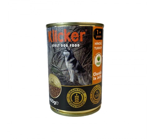Klicker Dog Adult with Turkey - вологий корм для дорослих собак шматочки індички в желе, 400г