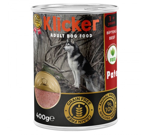Klicker Dog Adult with Beef Pate  - вологий корм-паштет для дорослих собак із яловичиною, 400г