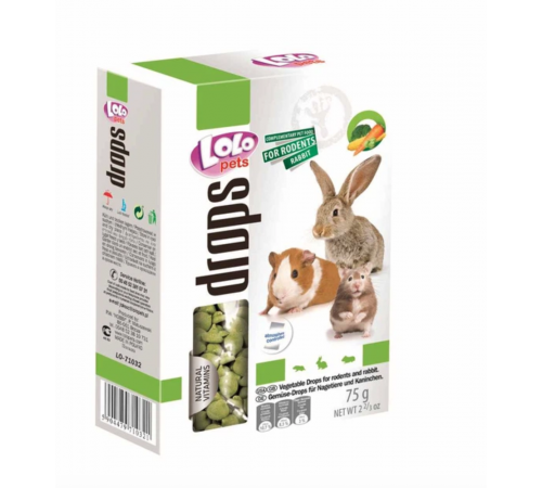Lolopets дропси овочеві для гризунів 75гр LO-71032