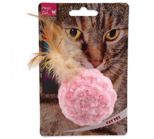 Magic Cat Chenille ball with feathers and catnip mix colour - іграшка для котів шенилова кулька з пір'ям та котячою м'ятою, 14см