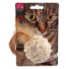 Magic Cat Chenille ball with feathers and catnip mix colour - іграшка для котів шенилова кулька з пір'ям та котячою м'ятою, 14см