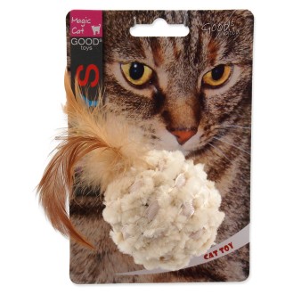 Magic Cat Chenille ball with feathers and catnip mix colour - іграшка для котів шенилова кулька з пір'ям та котячою м'ятою, 14см