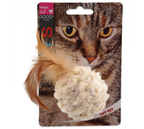 Magic Cat Chenille ball with feathers and catnip mix colour - іграшка для котів шенилова кулька з пір'ям та котячою м'ятою, 14см