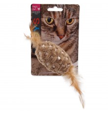 Magic Cat Chenille ball with feathers and catnip mix colour - іграшка для котів овал з пір'ям та м'ятою, 20см