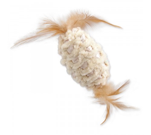 Magic Cat Chenille ball with feathers and catnip mix colour - іграшка для котів овал з пір'ям та м'ятою, 20см