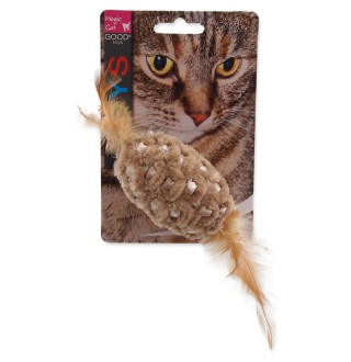Magic Cat Chenille ball with feathers and catnip mix colour - іграшка для котів овал з пір'ям та м'ятою, 20см