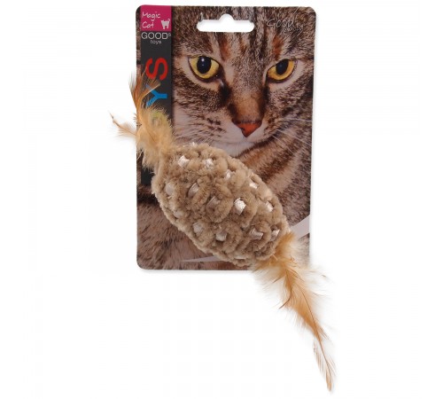 Magic Cat Chenille ball with feathers and catnip mix colour - іграшка для котів овал з пір'ям та м'ятою, 20см