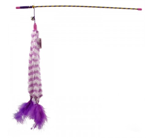 Magic Cat - іграшка вудка для котів, бавовняні хвостики з пір'ячком і дзвіночком, 45см