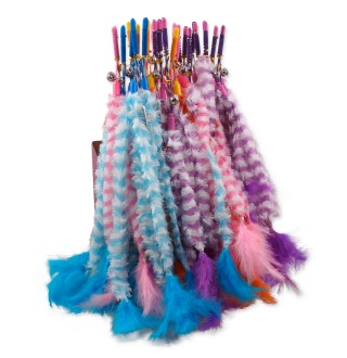 Magic Cat - іграшка вудка для котів, бавовняні хвостики з пір'ячком і дзвіночком, 45см