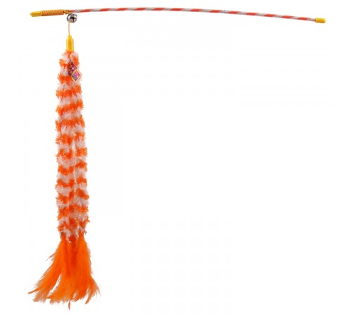Magic Cat - іграшка вудка для котів, бавовняні хвостики з пір'ячком і дзвіночком, 45см