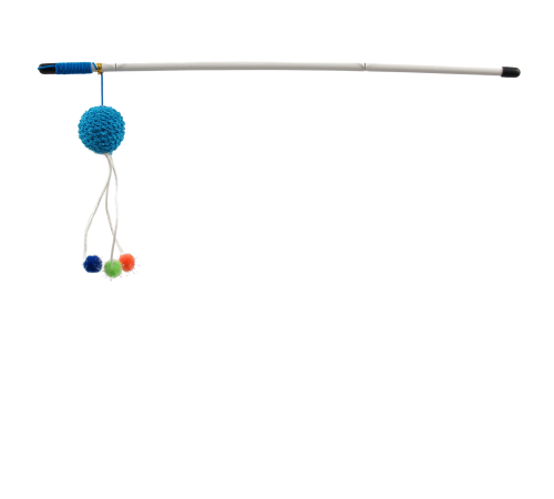 Magic Cat - іграшка вудка для котів, плюшевий м'ячик з помпонами, 45см