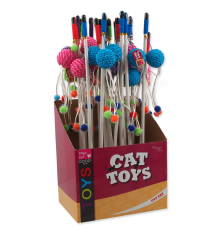 Magic Cat - іграшка вудка для котів, плюшевий м'ячик з помпонами, 45см