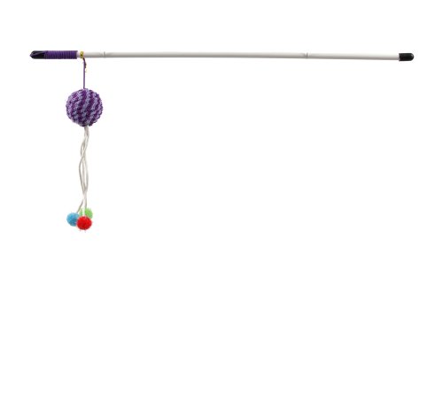 Magic Cat - іграшка вудка для котів, плюшевий м'ячик з помпонами, 45см