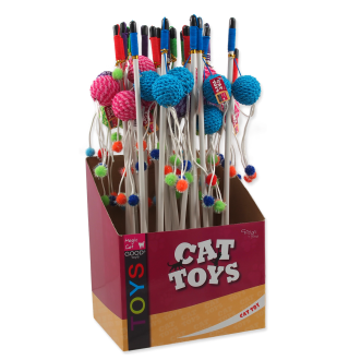 Magic Cat - іграшка вудка для котів, плюшевий м'ячик з помпонами, 45см