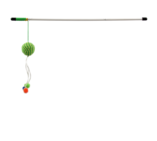 Magic Cat - іграшка вудка для котів, плюшевий м'ячик з помпонами, 45см