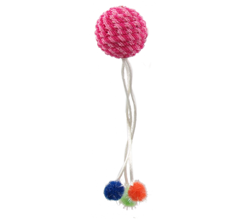 Magic Cat - іграшка вудка для котів, плюшевий м'ячик з помпонами, 45см