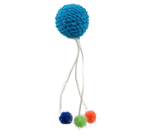 Magic Cat - іграшка вудка для котів, плюшевий м'ячик з помпонами, 45см