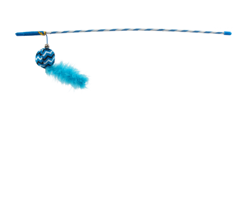 Magic Cat - іграшка вудка для котів, бавовняна кулька з пір'ячком, 45см