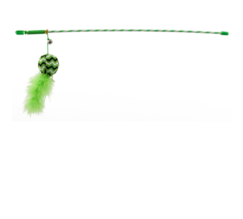 Magic Cat - іграшка вудка для котів, бавовняна кулька з пір'ячком, 45см