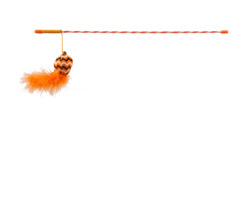 Magic Cat - іграшка вудка для котів, бавовняна кулька з пір'ячком, 45см