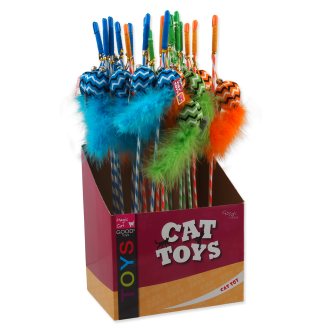 Magic Cat - іграшка вудка для котів, бавовняна кулька з пір'ячком, 45см